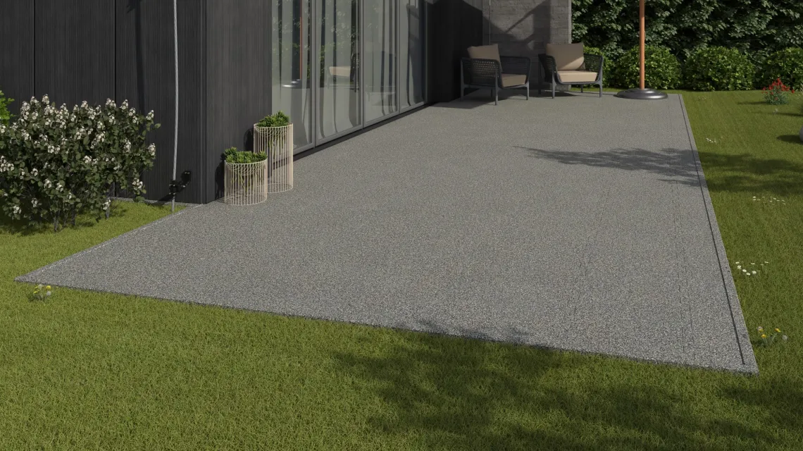 Beispielhafte Verlegung für den Artikel 2621 von WARCO - Outdoor click tile, Farbton Gray Granite in der Abmessung 500 x 500 x 30 mm.