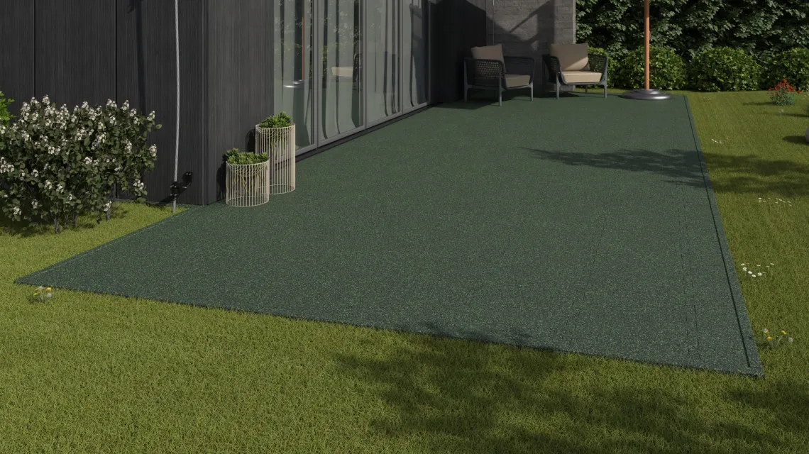 Beispielhafte Verlegung für den Artikel 2623 von WARCO - Outdoor click tile, Farbton English Lawn in der Abmessung 500 x 500 x 30 mm.