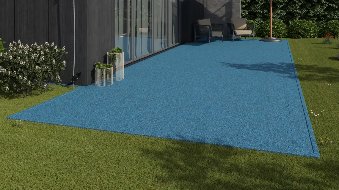 Beispielhafte Verlegung für den Artikel 2626 von WARCO - Outdoor click tile, Farbton Atlantic in der Abmessung 500 x 500 x 30 mm.
