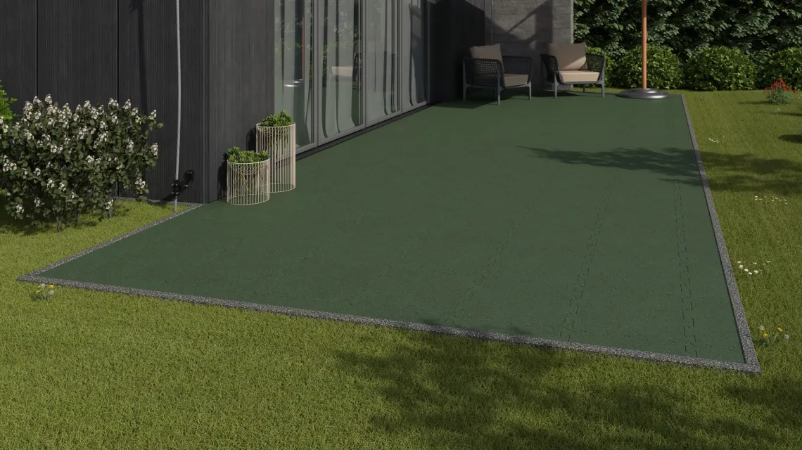 Beispielhafte Verlegung für den Artikel 2775 von WARCO - Outdoor click tile, Farbton Grass Green in der Abmessung 500 x 500 x 30 mm.