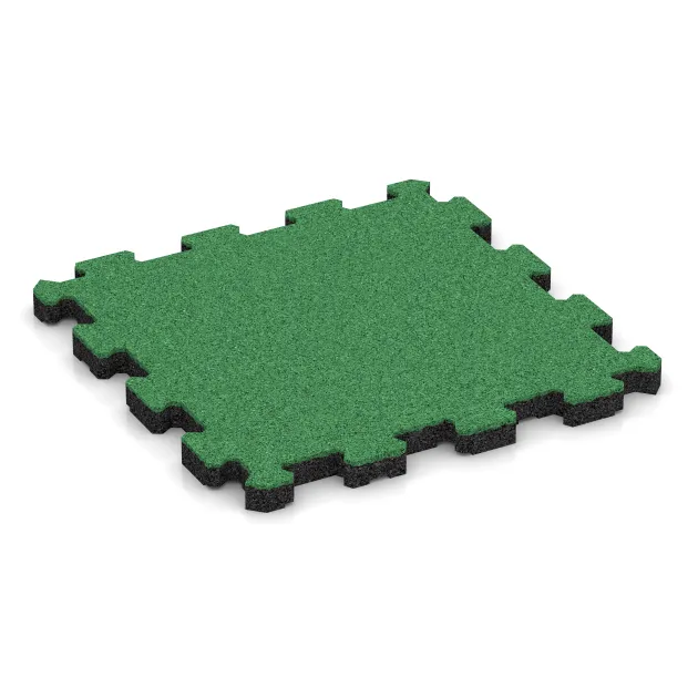 Rubber click tile von WARCO im Farbdesign May Green mit den Abmessungen 306 x 306 x 20 mm. Produktfoto von Artikel 6000 in der Aufsicht von schräg vorne.