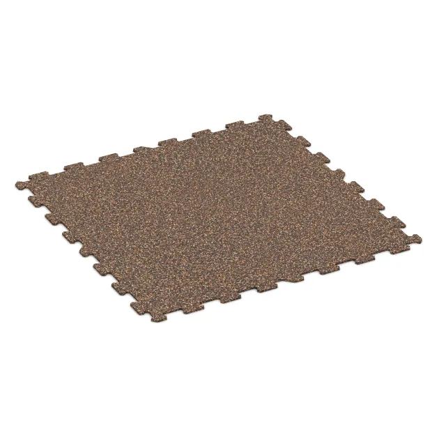 Fitness Floor Compact von WARCO im Farbdesign Bark & Bast mit den Abmessungen 970 x 970 x 8 mm. Produktfoto von Artikel 1024 in der Aufsicht von schräg vorne.