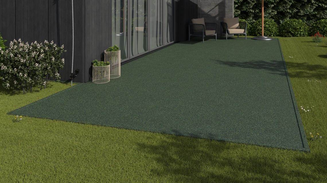 Beispielhafte Verlegung für den Artikel 3730 von WARCO - Deck tile, Farbton English Lawn in der Abmessung 30,6 x 30,6 x 1,8 cm | 0,094 m².