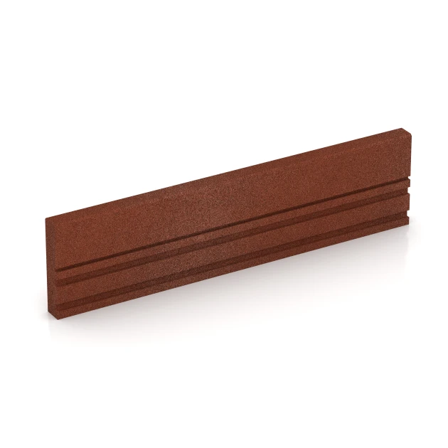 Rubber Kerb von WARCO im Farbdesign Brick red mit den Abmessungen 100 × 5 × 25 cm. Produktfoto von Artikel 3785 in der Aufsicht von schräg vorne.