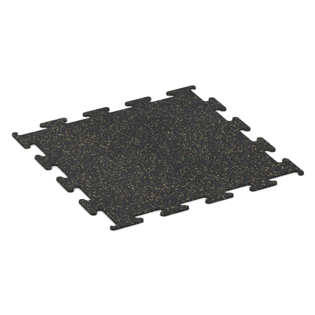Fitness Performance Elite Rubber Gym Flooring von WARCO im Farbdesign Lightly speckled yellow mit den Abmessungen 100 x 100 x 1 cm | 1,00 m². Produktfoto von Artikel 3752 in der Aufsicht von schräg vorne.