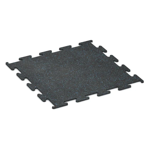 Fitness Performance Elite Training Floor von WARCO im Farbdesign Light Blue Speckled mit den Abmessungen 1000 x 1000 x 15 mm. Produktfoto von Artikel 3758 in der Aufsicht von schräg vorne.