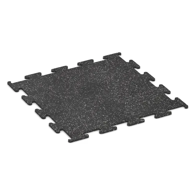 Fitness Performance Elite Training Floor von WARCO im Farbdesign Light Grey Speckled mit den Abmessungen 1000 x 1000 x 15 mm. Produktfoto von Artikel 3777 in der Aufsicht von schräg vorne.