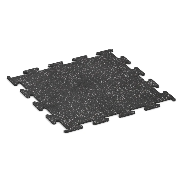 Fitness Performance Elite Rubber Gym Flooring von WARCO im Farbdesign Lightly speckled grey mit den Abmessungen 100 x 100 x 1,5 cm | 1,00 m². Produktfoto von Artikel 3777 in der Aufsicht von schräg vorne.