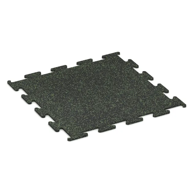 Fitness Performance Elite Training Floor von WARCO im Farbdesign Light Green Speckled mit den Abmessungen 1000 x 1000 x 15 mm. Produktfoto von Artikel 3759 in der Aufsicht von schräg vorne.