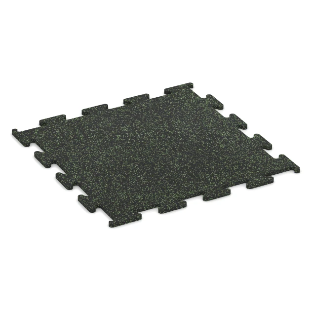 Fitness Performance Elite Rubber Gym Flooring von WARCO im Farbdesign Lightly speckled green mit den Abmessungen 100 x 100 x 2 cm | 1,00 m². Produktfoto von Artikel 6979 in der Aufsicht von schräg vorne.