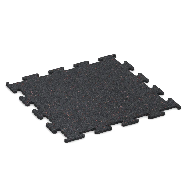 Fitness Performance Elite Rubber Gym Flooring von WARCO im Farbdesign Lightly speckled red mit den Abmessungen 50 x 50 x 1 cm | 0,25 m². Produktfoto von Artikel 3765 in der Aufsicht von schräg vorne.