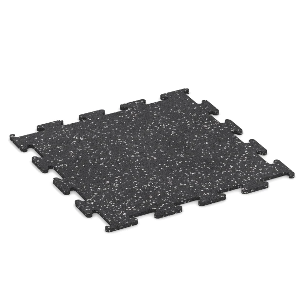 Fitness Performance Elite Rubber Gym Flooring von WARCO im Farbdesign Lightly speckled grey mit den Abmessungen 50 x 50 x 1 cm | 0,25 m². Produktfoto von Artikel 3779 in der Aufsicht von schräg vorne.