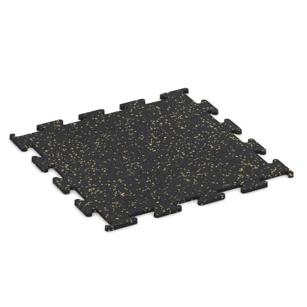 Fitness Performance Elite Rubber Gym Flooring von WARCO im Farbdesign Lightly speckled yellow mit den Abmessungen 50 x 50 x 1 cm | 0,25 m². Produktfoto von Artikel 3764 in der Aufsicht von schräg vorne.