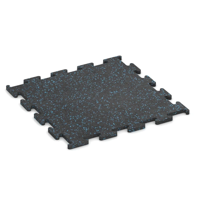 Fitness Performance Elite Rubber Gym Flooring von WARCO im Farbdesign Lightly speckled blue mit den Abmessungen 50 x 50 x 1,5 cm | 0,25 m². Produktfoto von Artikel 3770 in der Aufsicht von schräg vorne.