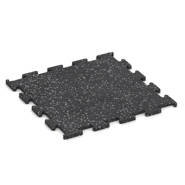 Fitness Performance Elite Training Floor von WARCO im Farbdesign Light Grey Speckled mit den Abmessungen 500 x 500 x 15 mm. Produktfoto von Artikel 3780 in der Aufsicht von schräg vorne.