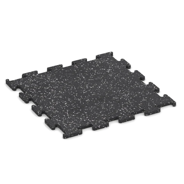 Fitness Performance Elite Rubber Gym Flooring von WARCO im Farbdesign Lightly speckled grey mit den Abmessungen 50 x 50 x 1,5 cm | 0,25 m². Produktfoto von Artikel 3780 in der Aufsicht von schräg vorne.