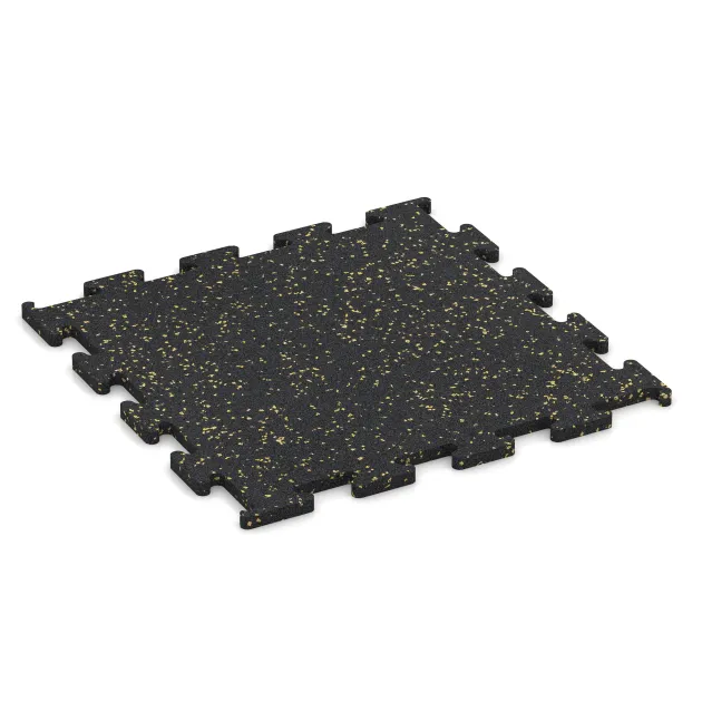 Fitness Performance Elite Training Floor von WARCO im Farbdesign Light Yellow Speckled mit den Abmessungen 500 x 500 x 15 mm. Produktfoto von Artikel 3768 in der Aufsicht von schräg vorne.