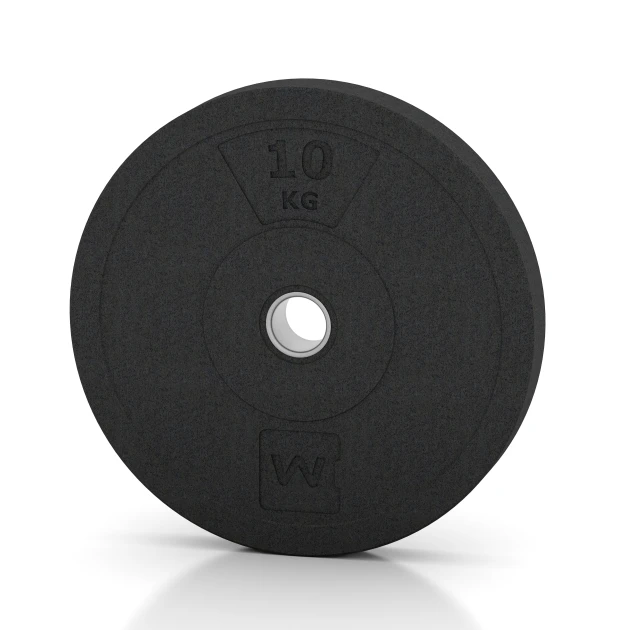 Bumper Plate von WARCO im Farbdesign Anthracite mit den Abmessungen 10 kg | ø 45,4 x 5,85 cm. Produktfoto von Artikel 6085 in der Aufsicht von schräg vorne.