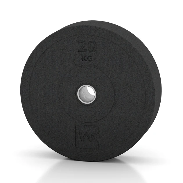 Bumper Plate von WARCO im Farbdesign Anthracite mit den Abmessungen 20 kg | ø 45,4 x 11,38 cm. Produktfoto von Artikel 6087 in der Aufsicht von schräg vorne.