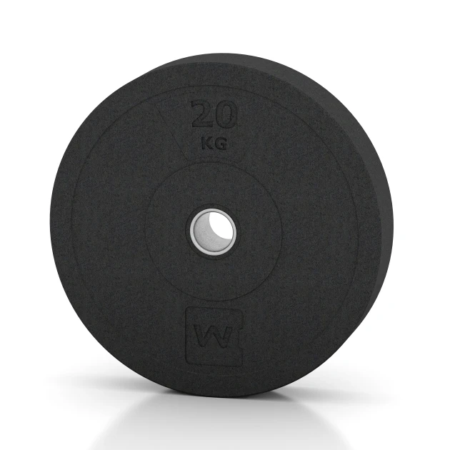 Bumper Plate Slim von WARCO im Farbdesign Anthracite mit den Abmessungen 20 kg | ø 45,4 x 8,61 cm. Produktfoto von Artikel 6089 in der Aufsicht von schräg vorne.