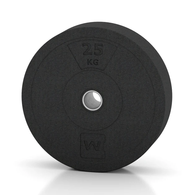 Bumper Plate Slim von WARCO im Farbdesign Anthracite mit den Abmessungen 25 kg | ø 45,4 x 11,38 cm. Produktfoto von Artikel 6090 in der Aufsicht von schräg vorne.