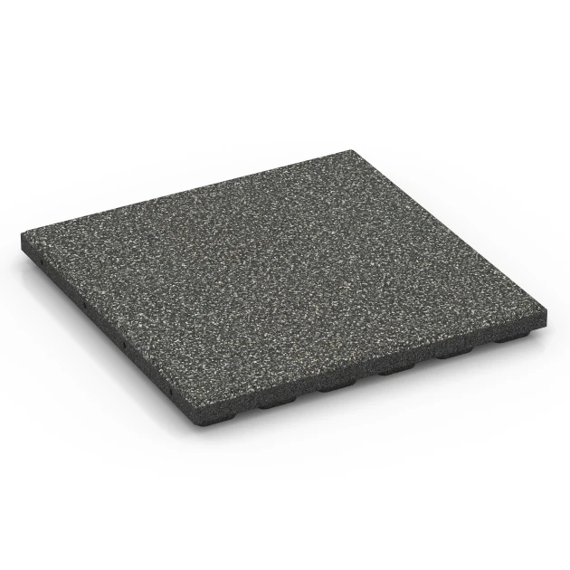 Playground safety tile – CFH 120 cm von WARCO im Farbdesign Dark grey granite mit den Abmessungen 50 x 50 x 4 cm | 0,25 m². Produktfoto von Artikel 6422 in der Aufsicht von schräg vorne.