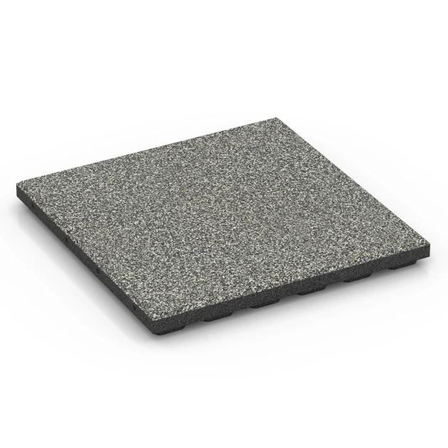 Playground safety tile – CFH 120 cm von WARCO im Farbdesign Grey granite mit den Abmessungen 50 x 50 x 4 cm | 0,25 m². Produktfoto von Artikel 6423 in der Aufsicht von schräg vorne.
