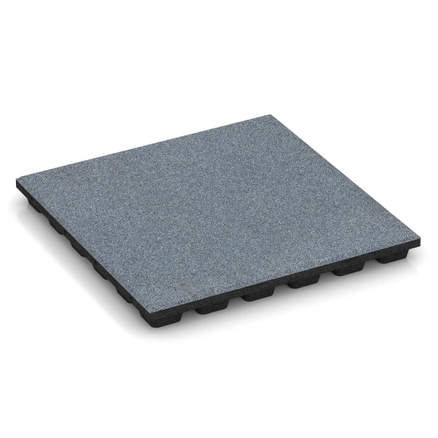 Playground Safety Tiles von WARCO im Farbdesign Graphite grey mit den Abmessungen 50 x 50 x 4,8 cm. Produktfoto von Artikel 6294 in der Aufsicht von schräg vorne.