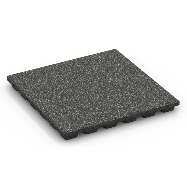 Playground safety tile – CFH 160 cm von WARCO im Farbdesign Dark Grey Granite mit den Abmessungen 50 x 50 x 4,8 cm. Produktfoto von Artikel 6431 in der Aufsicht von schräg vorne.