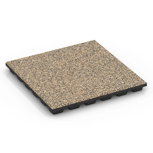 Playground safety tile – CFH 160 cm von WARCO im Farbdesign Travertine mit den Abmessungen 50 x 50 x 4,8 cm. Produktfoto von Artikel 6437 in der Aufsicht von schräg vorne.