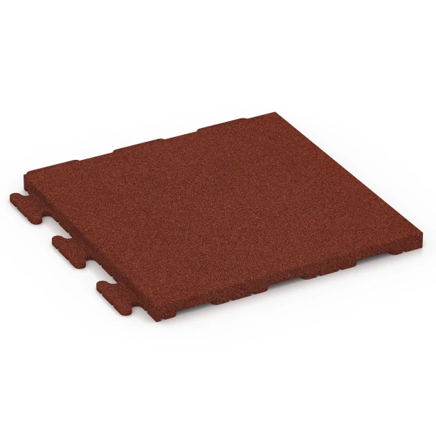 Fitness Floor Tile Classic von WARCO im Farbdesign Brick red mit den Abmessungen 50 x 50 x 3 cm | 0,25 m². Produktfoto von Artikel 6976 in der Aufsicht von schräg vorne.