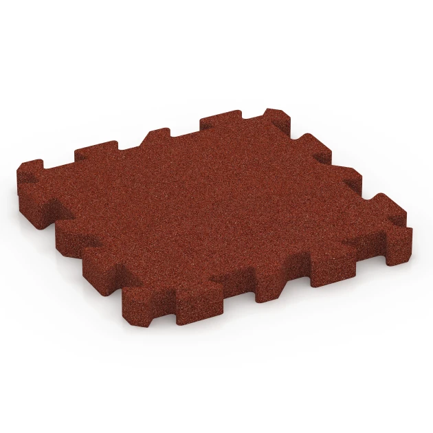 Interlocking Playground Safety Tile – 190 cm von WARCO im Farbdesign Brick red mit den Abmessungen 50 x 50 x 5 cm | 0,25 m². Produktfoto von Artikel 6402 in der Aufsicht von schräg vorne.