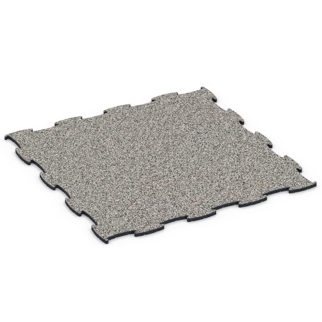 Fitness Active Floor System von WARCO im Farbdesign Grey Granite mit den Abmessungen 97,1 x 97,1 × 1,8 cm. Produktfoto von Artikel 6833 in der Aufsicht von schräg vorne.