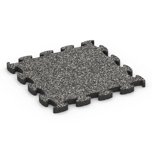 Safety Puzzle Tile von WARCO im Farbdesign Dark Grey Granite mit den Abmessungen 46 x 46 × 2,8 cm. Produktfoto von Artikel 6931 in der Aufsicht von schräg vorne.