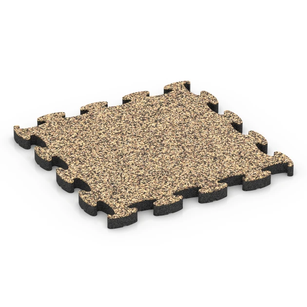 Patio rubber tile von WARCO im Farbdesign Rattan mit den Abmessungen 46 x 46 × 2,8 cm. Produktfoto von Artikel 6948 in der Aufsicht von schräg vorne.