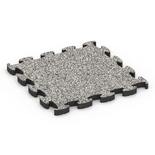 Fitness Max Floor System von WARCO im Farbdesign Grey Granite mit den Abmessungen 46 x 46 × 2,8 cm. Produktfoto von Artikel 6878 in der Aufsicht von schräg vorne.