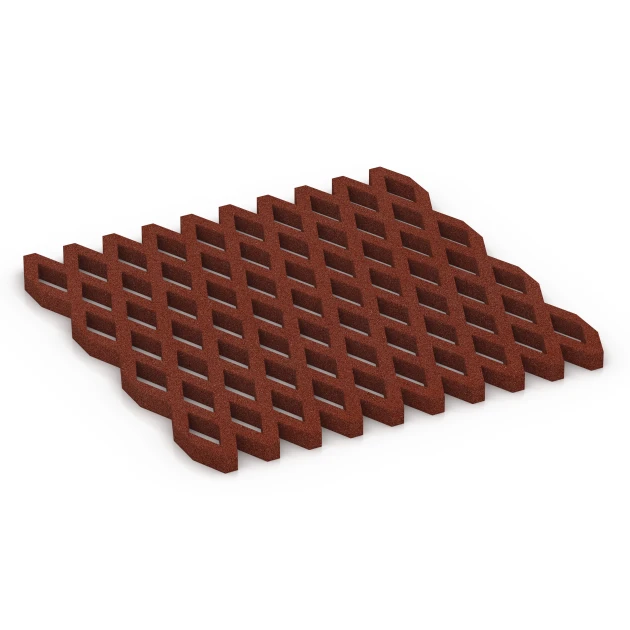 Safety Grass Grid Mat von WARCO im Farbdesign Brick red mit den Abmessungen 100 x 100 x 4 cm. Produktfoto von Artikel 7010 in der Aufsicht von schräg vorne.