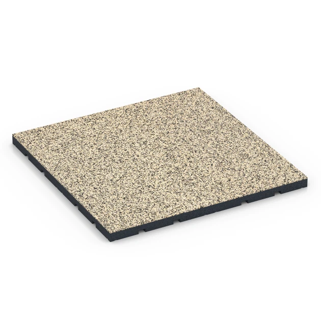 Outdoor Gym Flooring von WARCO im Farbdesign Travertine mit den Abmessungen 60 x 60 x 3 cm | 0,36 m². Produktfoto von Artikel 7138 in der Aufsicht von schräg vorne.