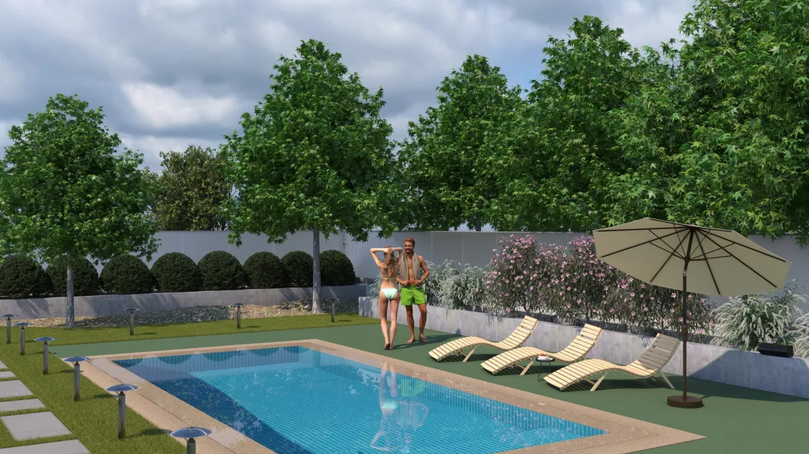 Beispielhafte Verlegung für den Artikel 5239 von WARCO - Pool Decking Tile Seamless, Farbton Pale Green in der Abmessung 306 x 306 x 30 mm.
