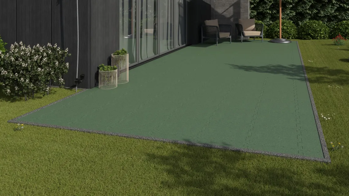 Beispielhafte Verlegung für den Artikel 5240 von WARCO - Outdoor click tile, Farbton Pale Green in der Abmessung 500 x 500 x 30 mm.