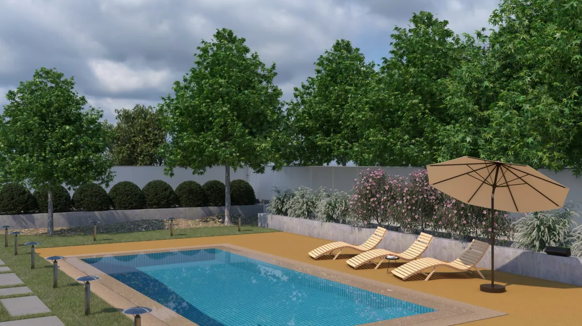 Beispielhafte Verlegung für den Artikel 5293 von WARCO - Pool Decking Tile, Farbton Lemon Yellow in der Abmessung 500 x 500 x 30 mm.
