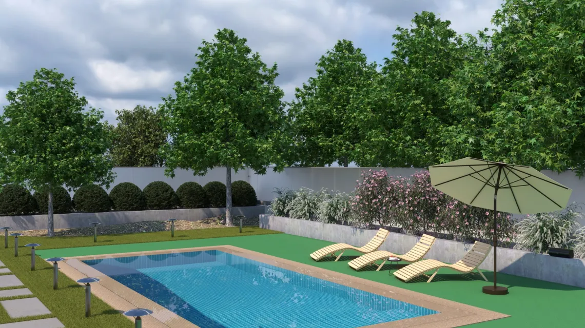Beispielhafte Verlegung für den Artikel 5992 von WARCO - Pool Decking Tile Seamless, Farbton May Green in der Abmessung 306 x 306 x 20 mm.