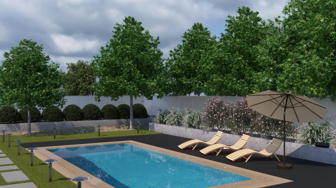 Beispielhafte Verlegung für den Artikel 5996 von WARCO - Pool Decking Tile Seamless, Farbton Iron Grey in der Abmessung 306 x 306 x 20 mm.