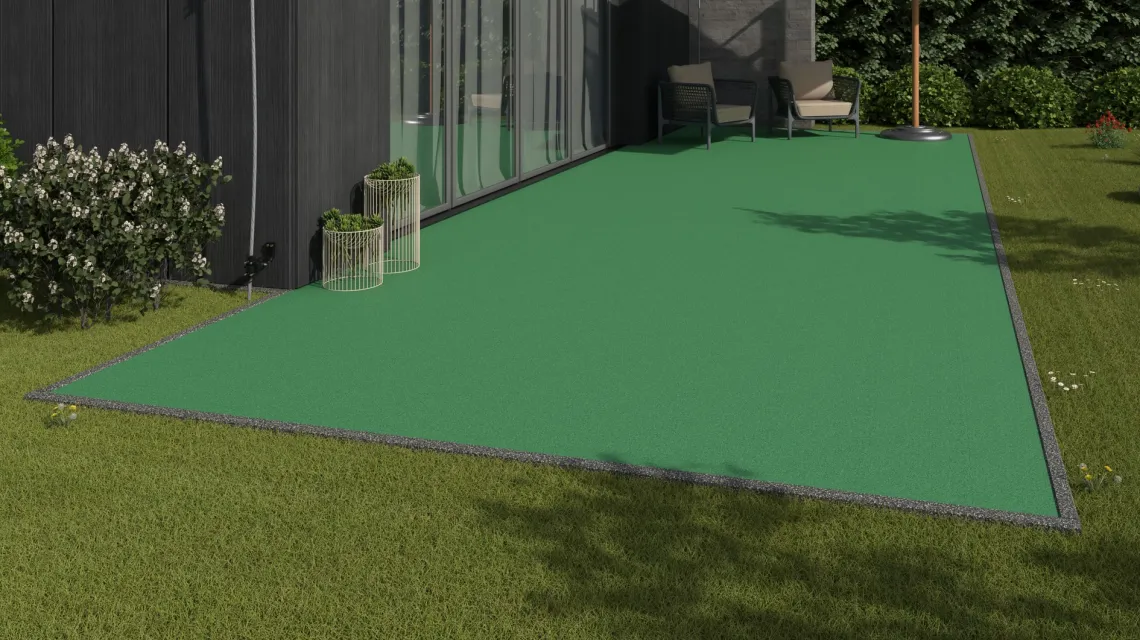 Beispielhafte Verlegung für den Artikel 6000 von WARCO - Rubber click tile, Farbton May Green in der Abmessung 306 x 306 x 20 mm.