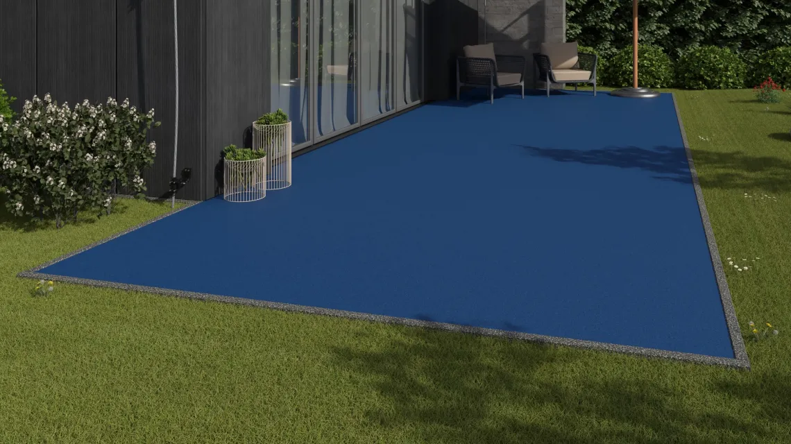 Beispielhafte Verlegung für den Artikel 6002 von WARCO - Rubber click tile, Farbton Gentian Blue in der Abmessung 306 x 306 x 20 mm.
