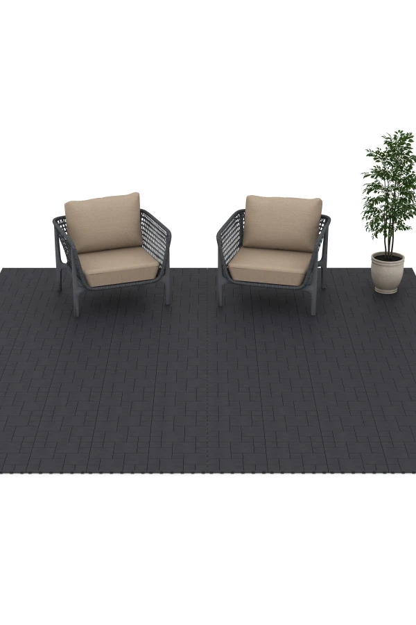 Beispielhafte Verlegung für den Artikel 6329 von WARCO - Block Pattern – Deck Tile, Farbton Slate in der Abmessung 38,5 x 38,5 x 2 cm.