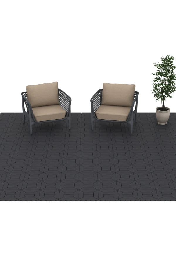 Beispielhafte Verlegung für den Artikel 6346 von WARCO - Cassette Pattern – Deck Tile, Farbton Slate in der Abmessung 30 x 30 x 2 cm.