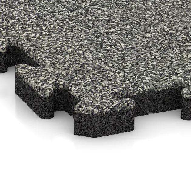 Detailaufnahme der Randausprägung von WARCO-Produkt 3462, Fitness Floor Protection Mat, Format 1000 x 1000 x 40 mm, Farbe Gray Granite.