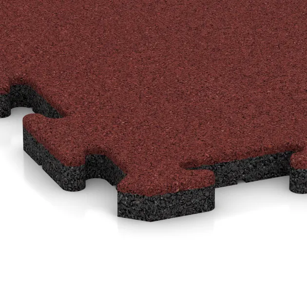 Detailaufnahme der Randausprägung von WARCO-Produkt 4633, Outdoor click tile, Format 500 x 500 x 30 mm, Farbe Coral Red.