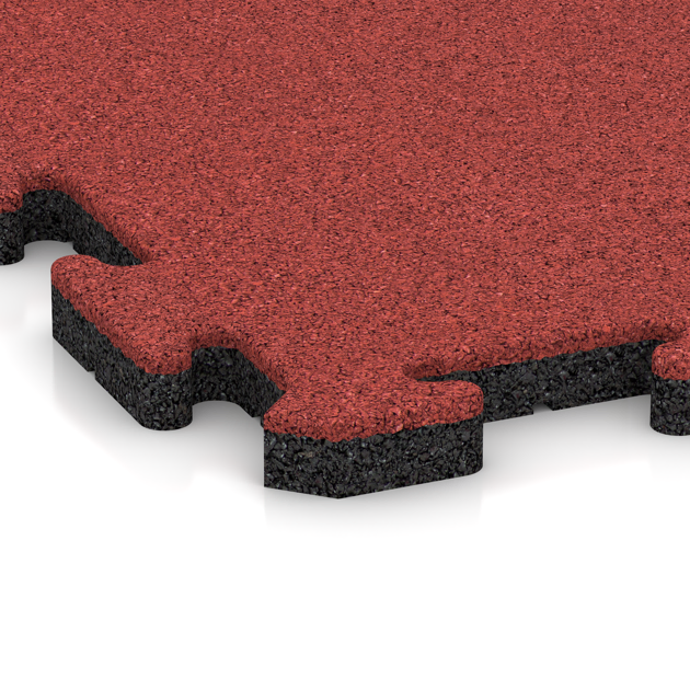 Detailaufnahme der Randausprägung von WARCO-Produkt 6015, Fitness Floor Protection Mat, Format 1000 x 1000 x 30 mm, Farbe Rose.